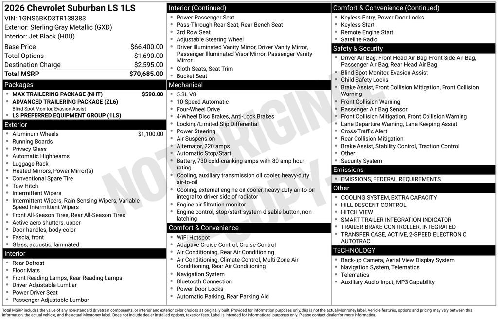 New 2026 Chevrolet Suburban LS w/ Max Trailering Package image 26