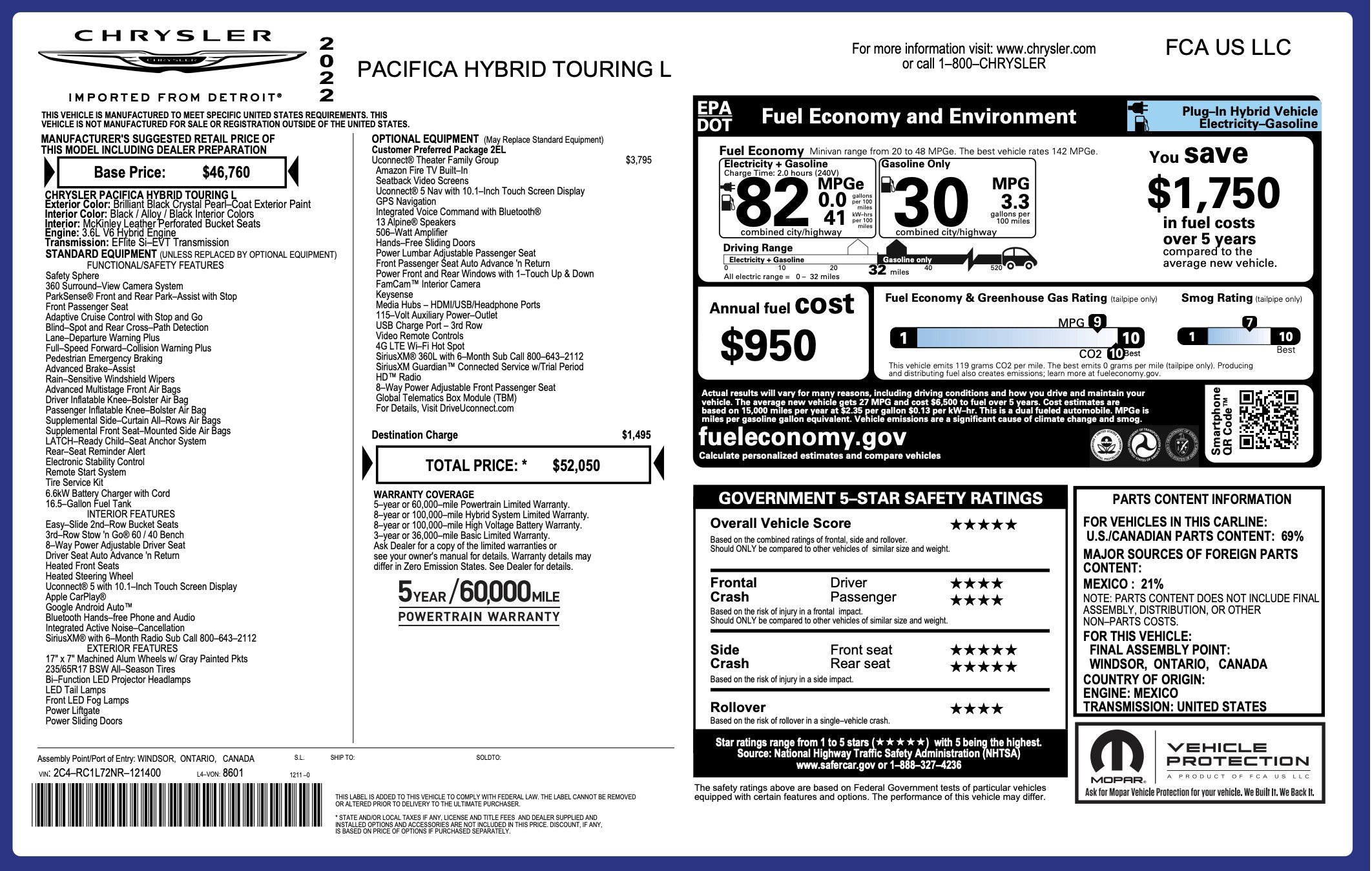 Used 2022 Chrysler Pacifica Touring-L w/ Uconnect Theater Family Group image 4