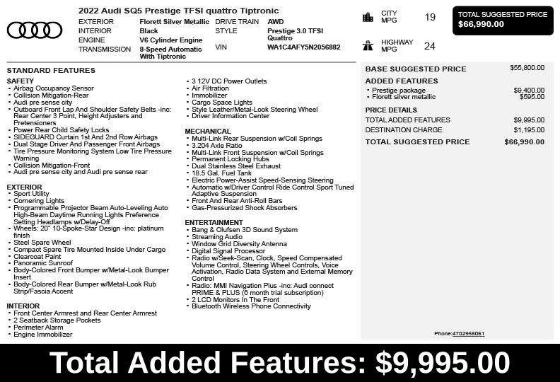 Used 2022 Audi SQ5 Prestige w/ Prestige Package AWD/4WD image 3