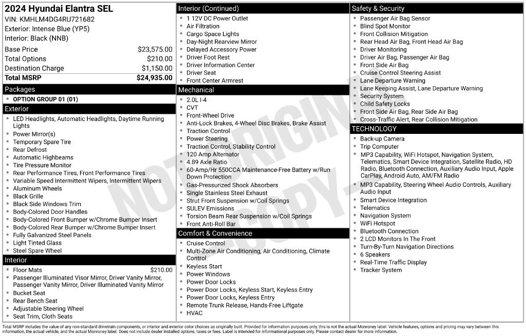 Used 2024 Hyundai Elantra SEL FWD image 6