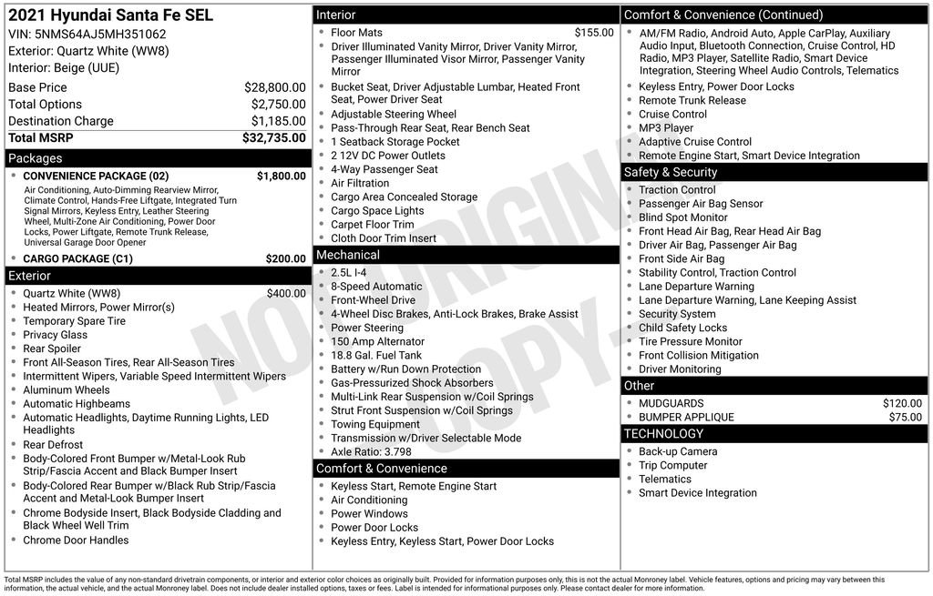 Used 2021 Hyundai Santa Fe SEL w/ Convenience Package image 15