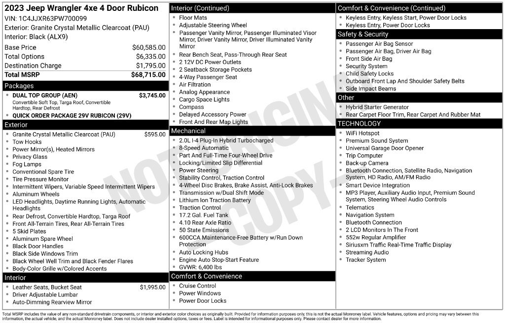 Certified 2023 Jeep Wrangler Unlimited Rubicon 4xe w/ Dual Top Group AWD/4WD image 4