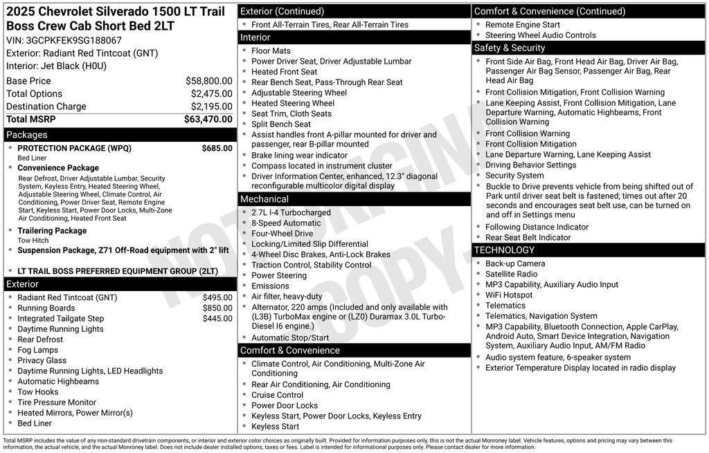 Used 2025 Chevrolet Silverado 1500 LT Trail Boss w/ Protection Package AWD/4WD image 6