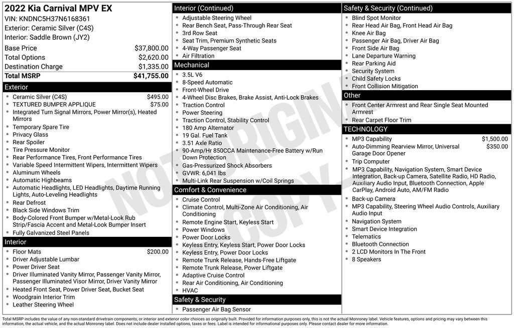 Used 2022 Kia Carnival EX FWD image 11