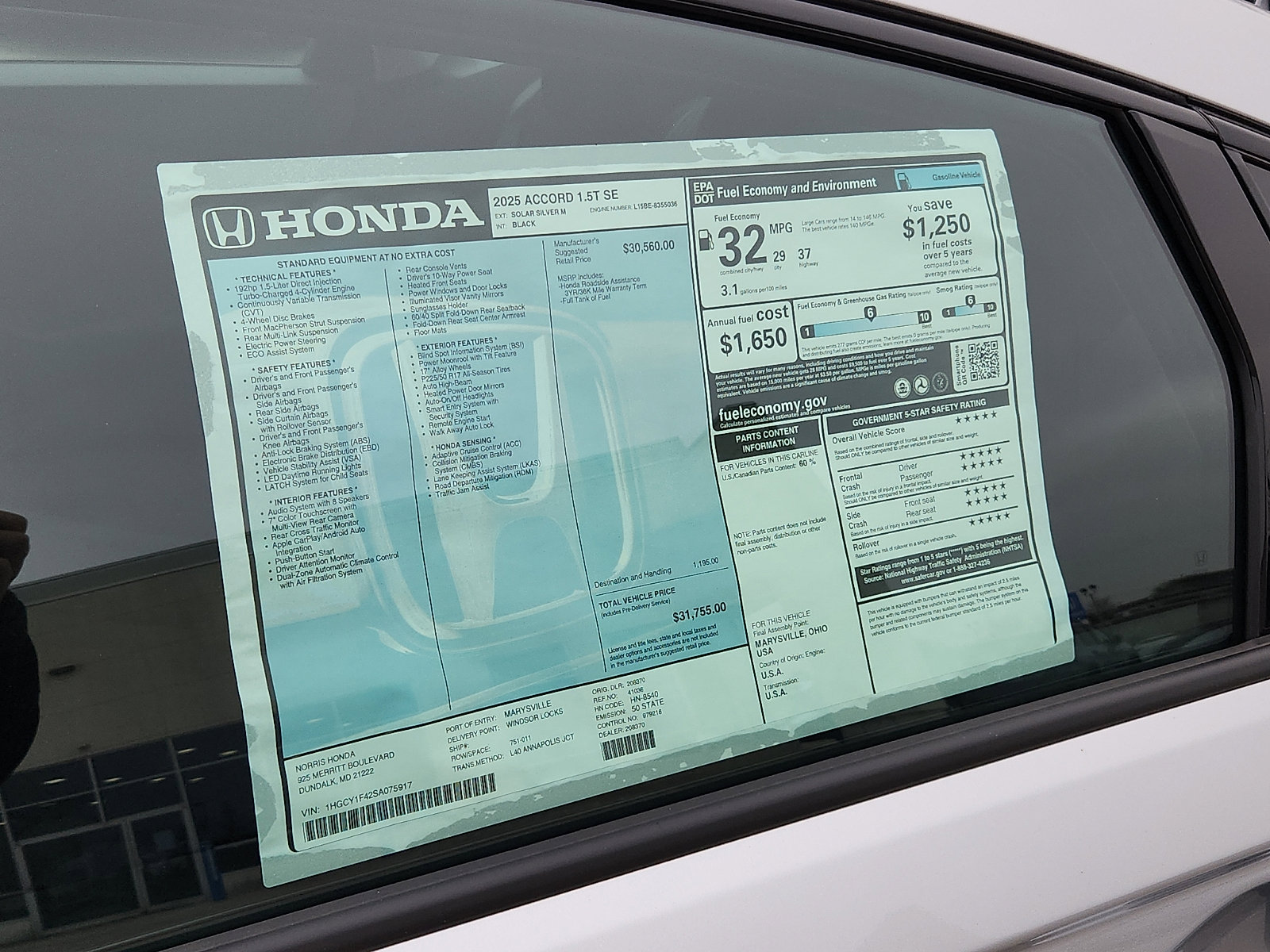 New 2025 Honda Accord SE image 18