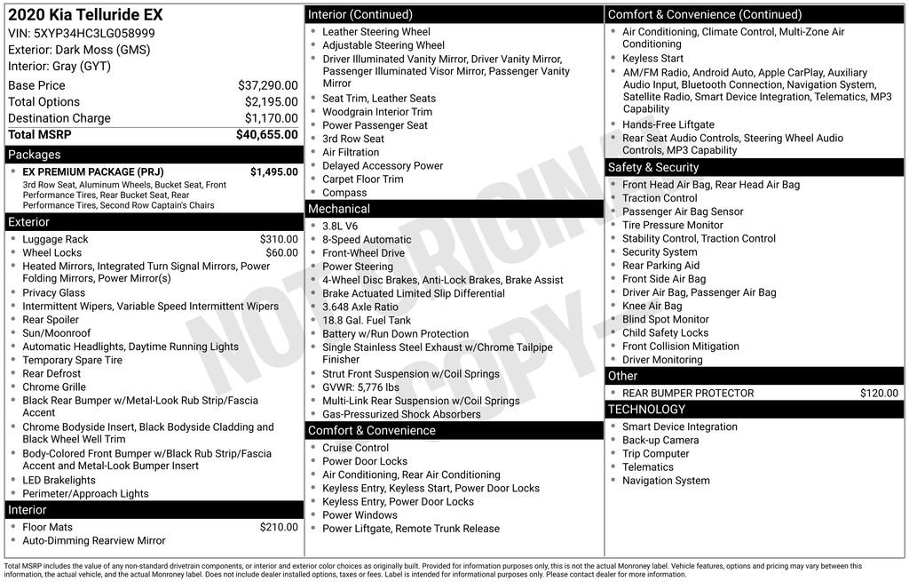 Used 2020 Kia Telluride EX w/ EX Premium Package image 3