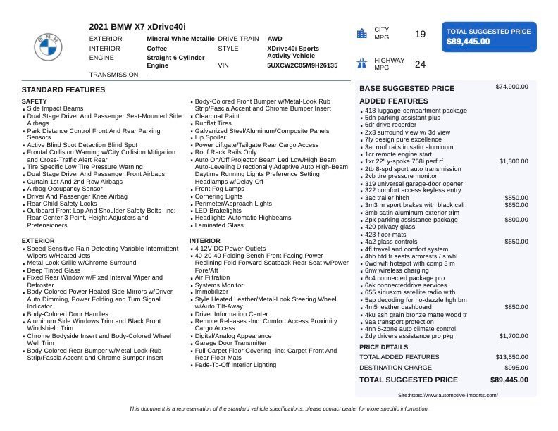 Used 2021 BMW X7 xDrive40i w/ Premium Package 2 image 2