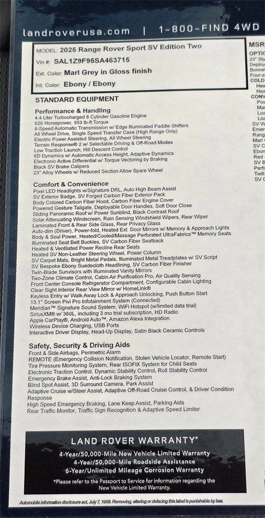 New 2025 Land Rover Range Rover Sport SV Edition Two image 36