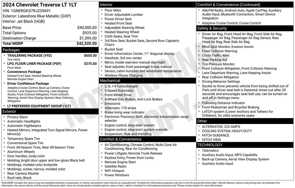 Used 2024 Chevrolet Traverse LT w/ Trailering Package FWD image 5