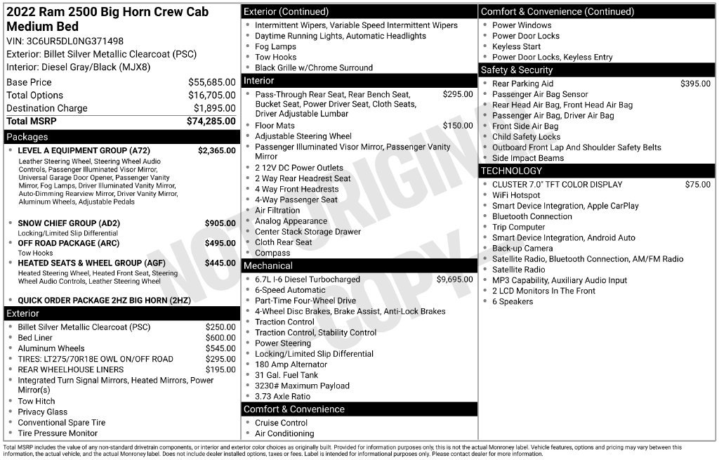 Certified 2022 RAM 2500 Big Horn w/ Level A Equipment Group AWD/4WD image 8