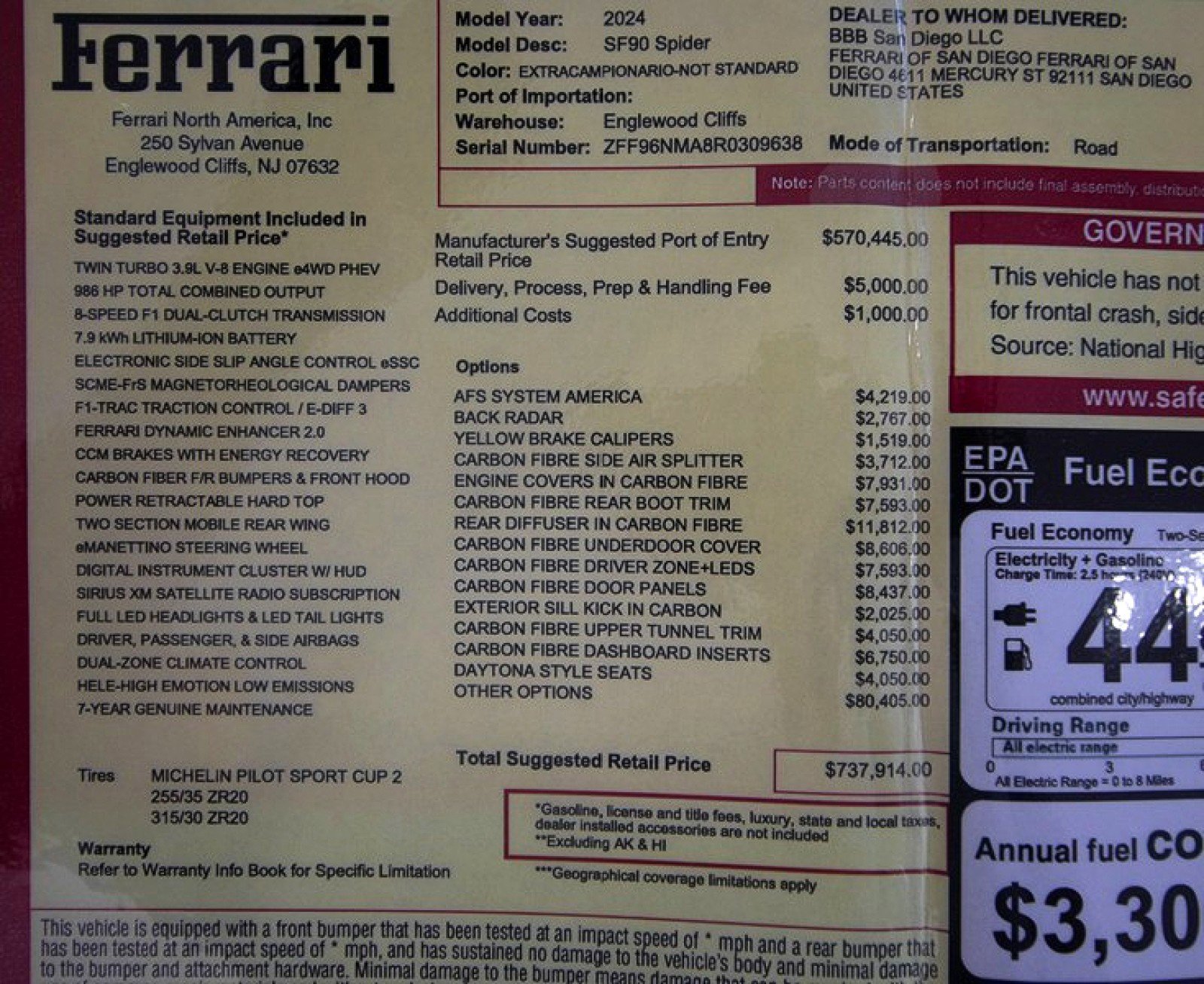 Used 2024 Ferrari SF90 Spider image 90