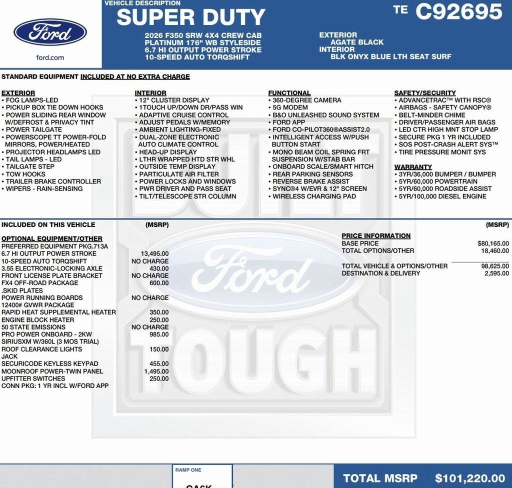 New 2026 Ford F350 Platinum w/ FX4 Off-Road Package image 2