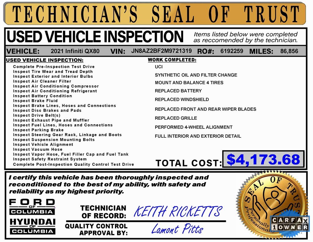 Used 2021 INFINITI QX80 Sensory w/ Cargo Package image 18