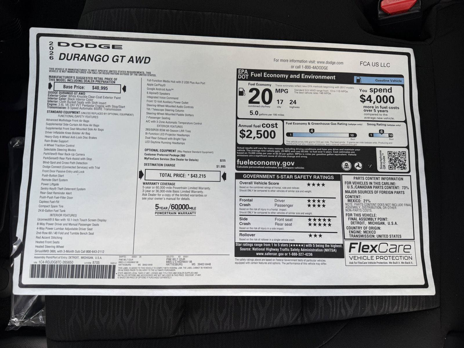 New 2026 Dodge Durango GT AWD/4WD image 7