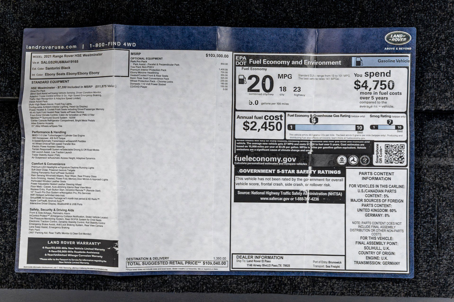 Used 2021 Land Rover Range Rover Westminster Edition image 5