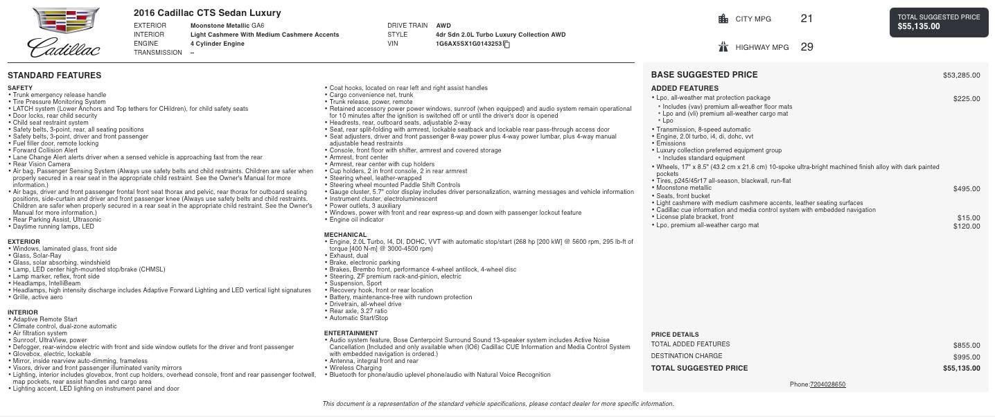 Used 2016 Cadillac CTS Luxury image 2