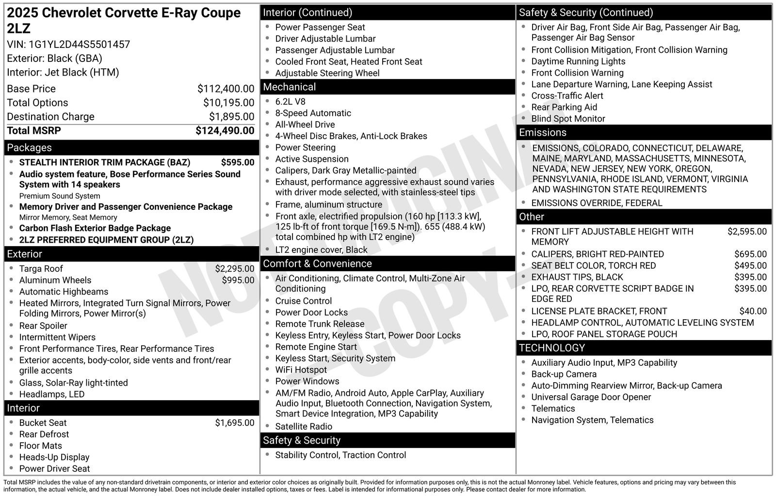 Used 2025 Chevrolet Corvette E-Ray w/ Stealth Interior Trim Package image 35