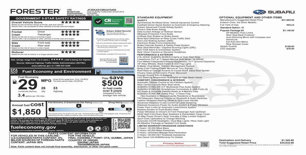 Used 2024 Subaru Forester Sport w/ POP Package 3 image 4