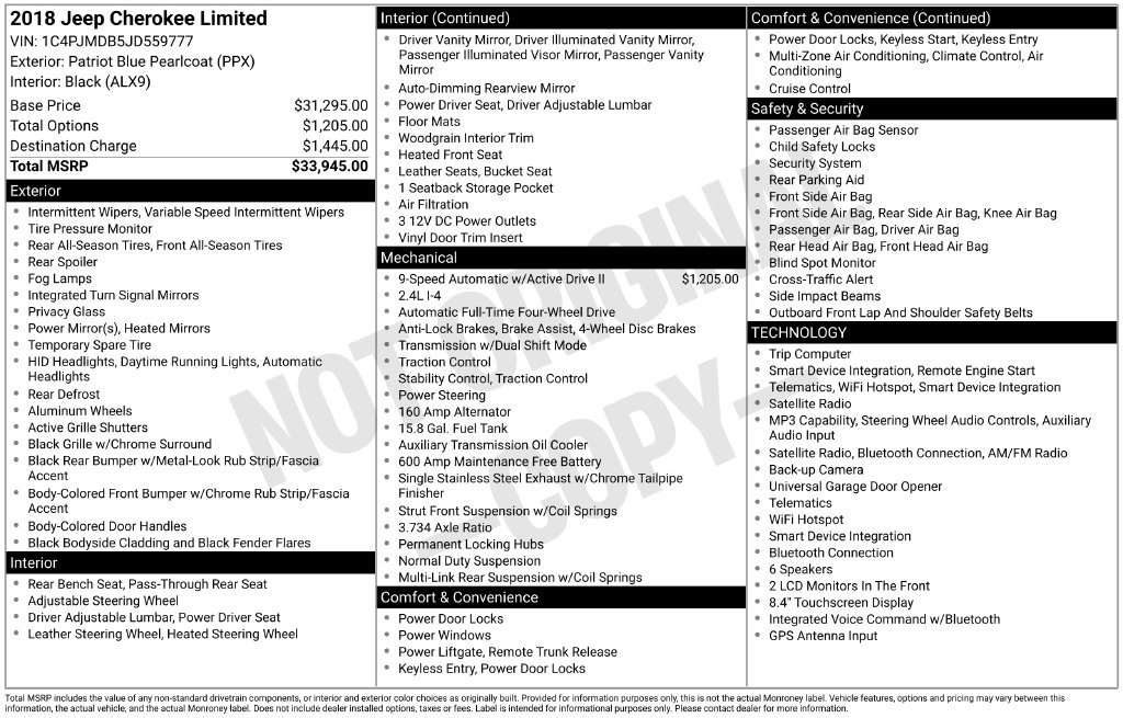 Certified 2018 Jeep Cherokee Limited AWD/4WD image 40