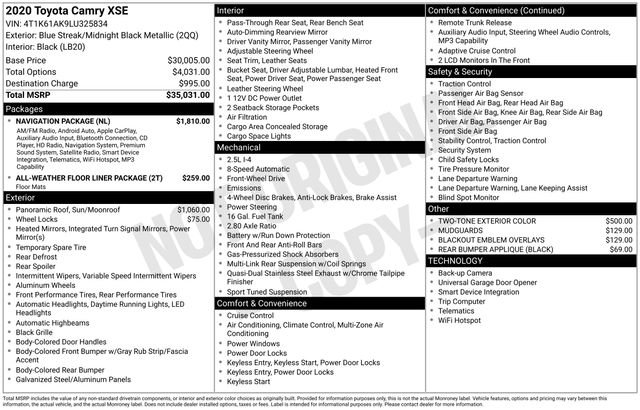 Used 2020 Toyota Camry XSE w/ Navigation Package FWD image 34