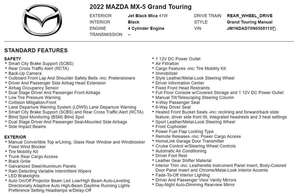 Used 2022 MAZDA MX-5 Miata Grand Touring w/ Weather Package RWD image 20