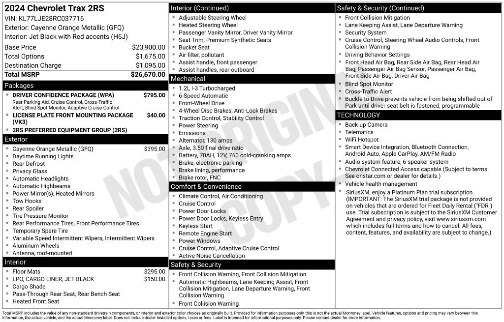 Used 2024 Chevrolet Trax RS w/ Driver Confidence Package FWD image 33