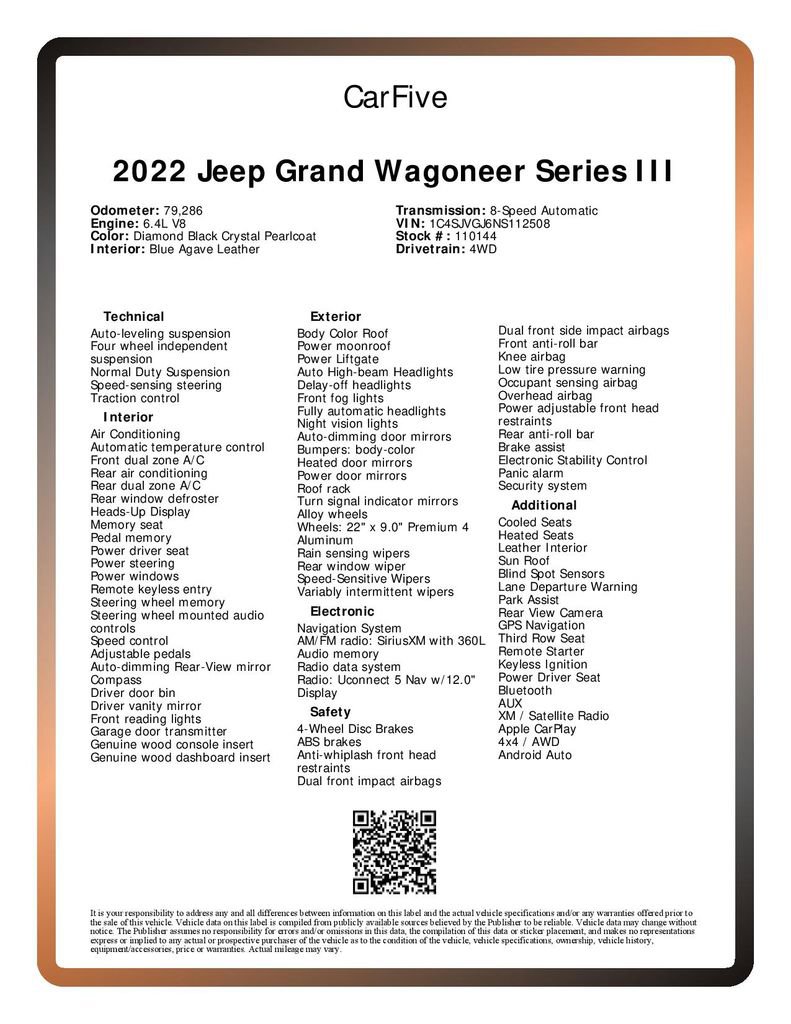 Used 2022 Jeep Grand Wagoneer Series III AWD/4WD image 34