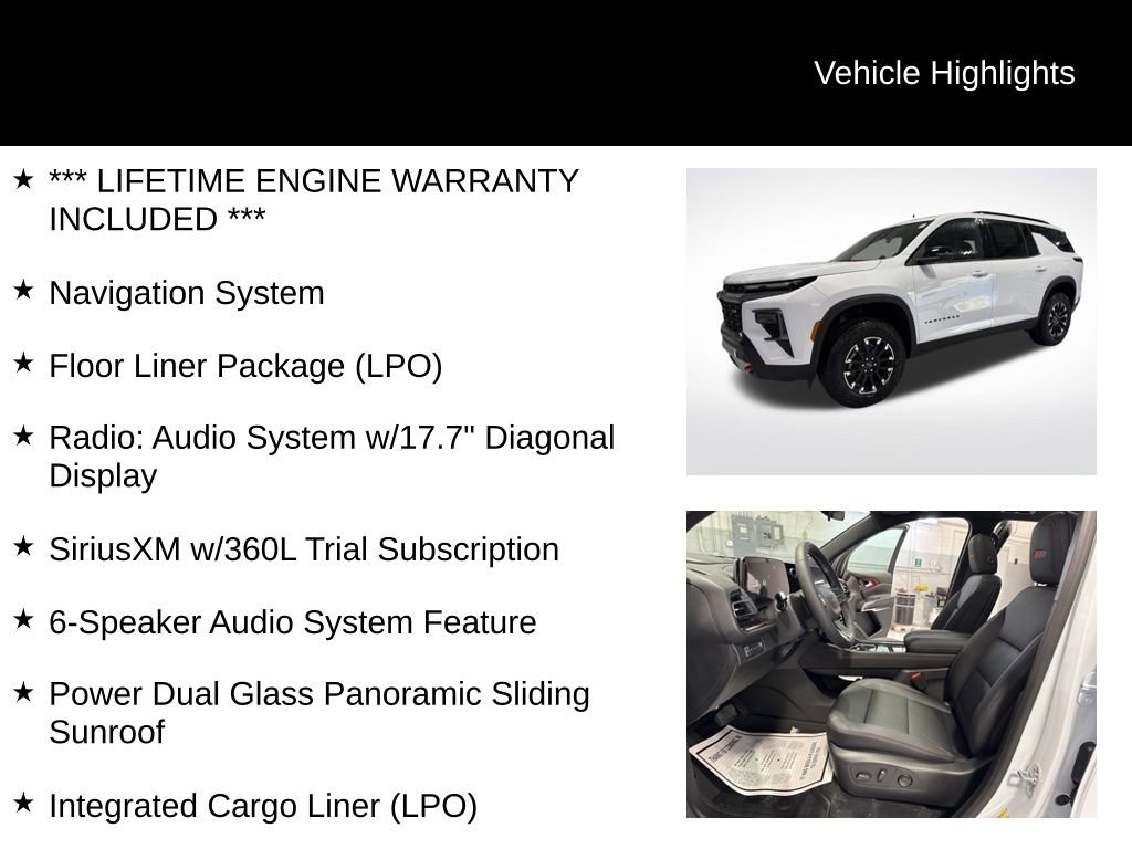 New 2026 Chevrolet Traverse Z71 w/ LPO, Floor Liner Package image 2