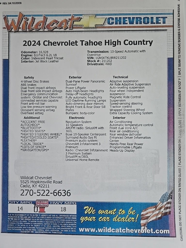 Used 2024 Chevrolet Tahoe High Country image 33