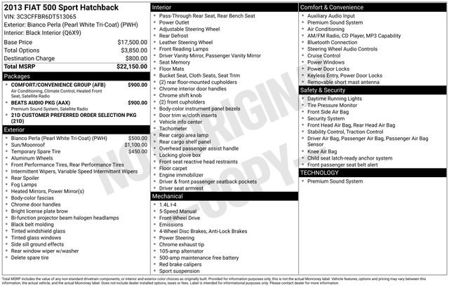 Used 2013 FIAT 500 Sport w/ Beats Audio Pkg FWD image 29