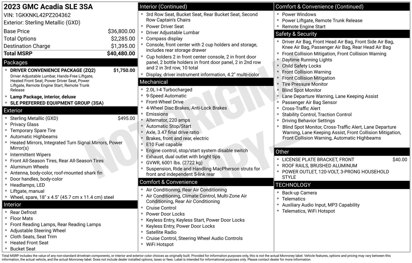 Used 2023 GMC Acadia SLE w/ Driver Convenience Package FWD image 36