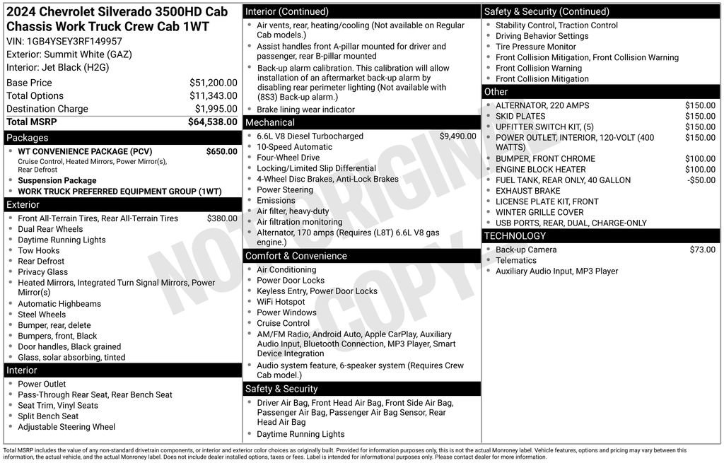 Used 2024 Chevrolet Silverado 3500 W/T w/ WT Convenience Package image 35