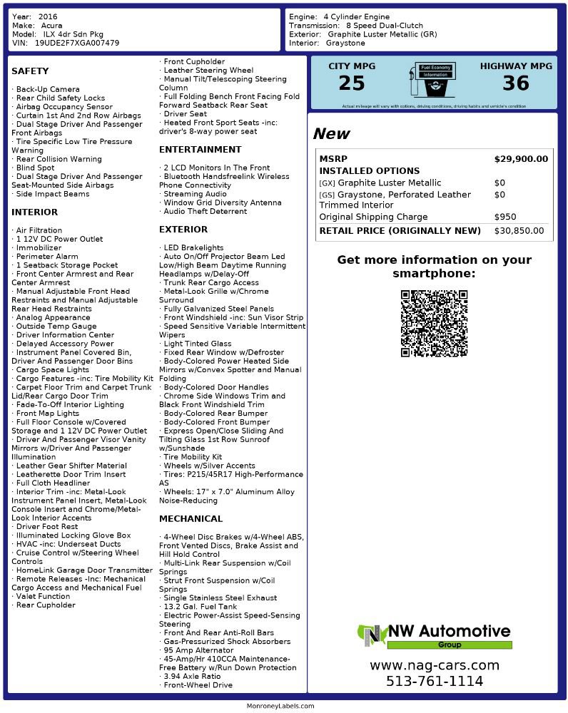 Used 2016 Acura ILX FWD image 2