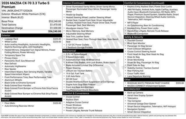 New 2026 MAZDA CX-70 3.3 Turbo S w/ Premium Package image 4