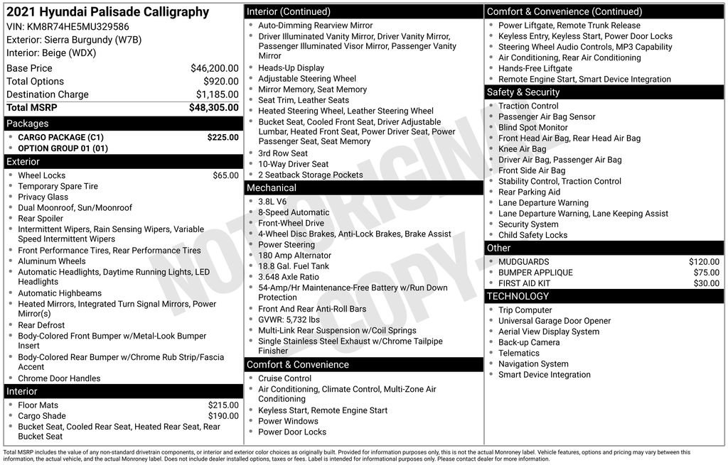 Certified 2021 Hyundai Palisade Calligraphy w/ Cargo Package FWD image 7