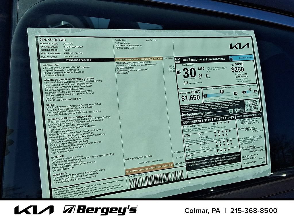 New 2026 Kia K5 LXS FWD image 21