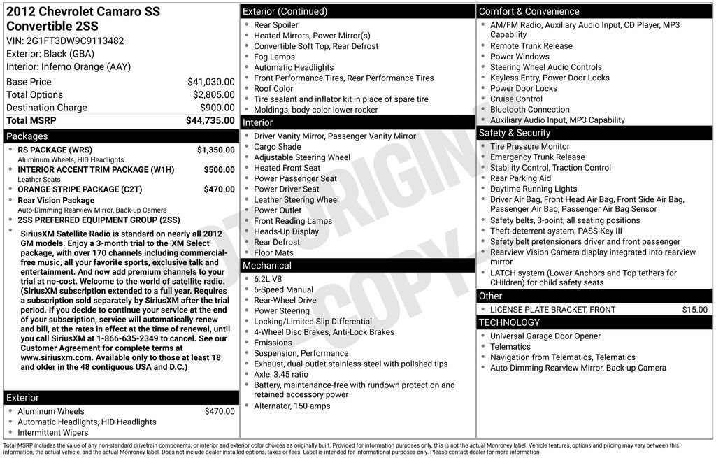 Used 2012 Chevrolet Camaro SS w/ RS Package RWD image 6