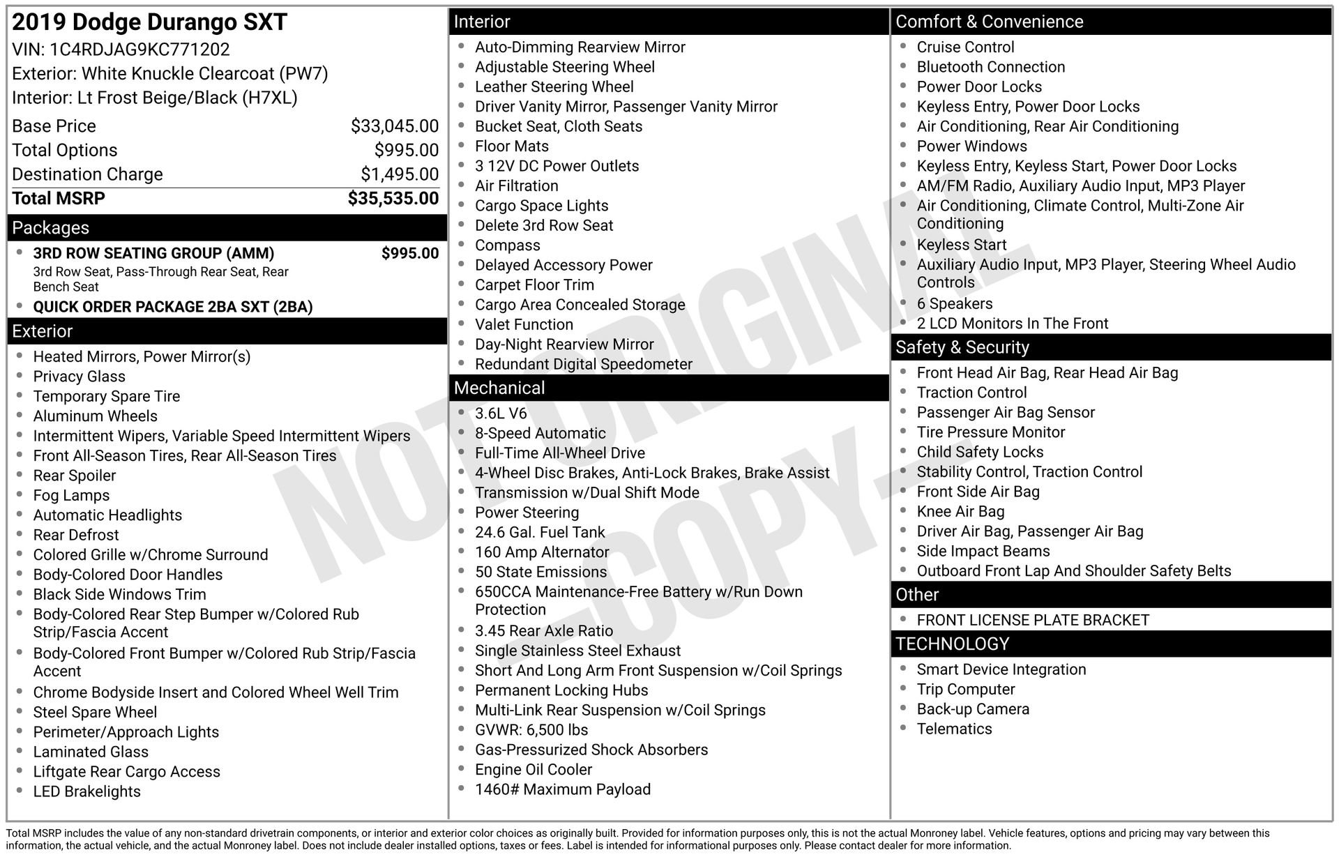 Used 2019 Dodge Durango SXT w/ 3rd Row Seating Group image 31