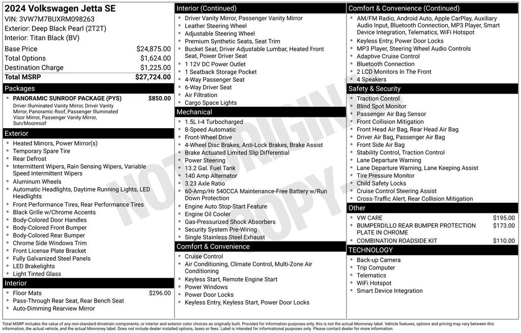 Used 2024 Volkswagen Jetta SE w/ Panoramic Sunroof Package FWD image 11