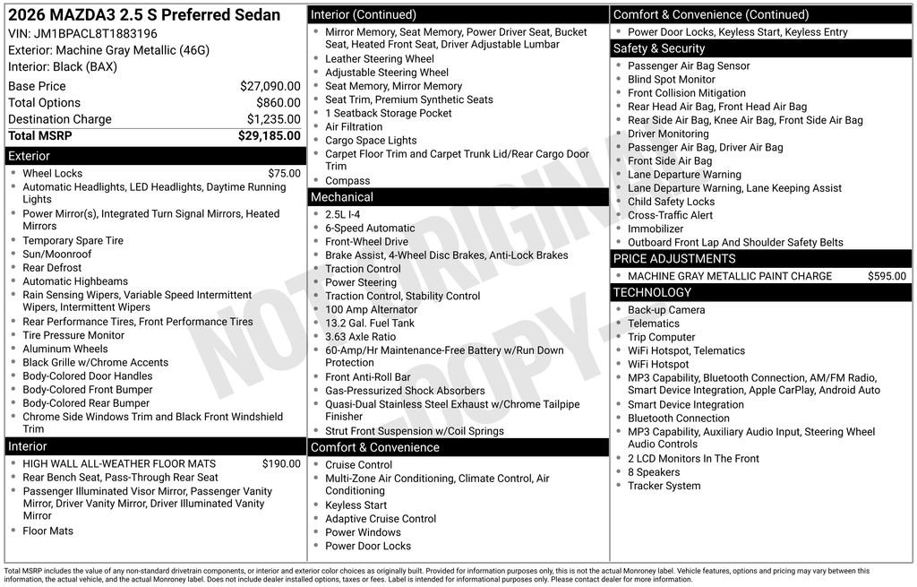New 2026 MAZDA MAZDA3 2.5 S Sedan w/ Preferred Pkg FWD image 29