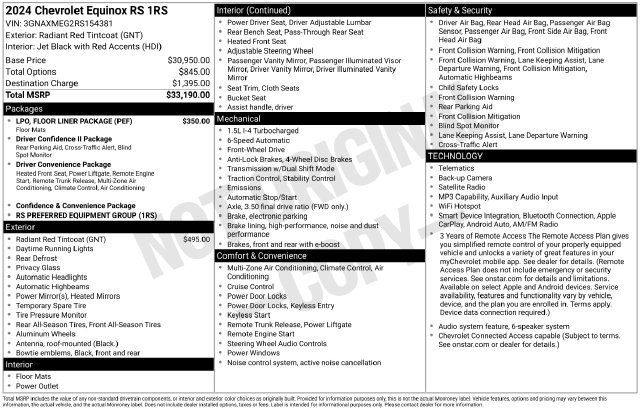 Used 2024 Chevrolet Equinox RS w/ LPO, Floor Liner Package FWD image 5