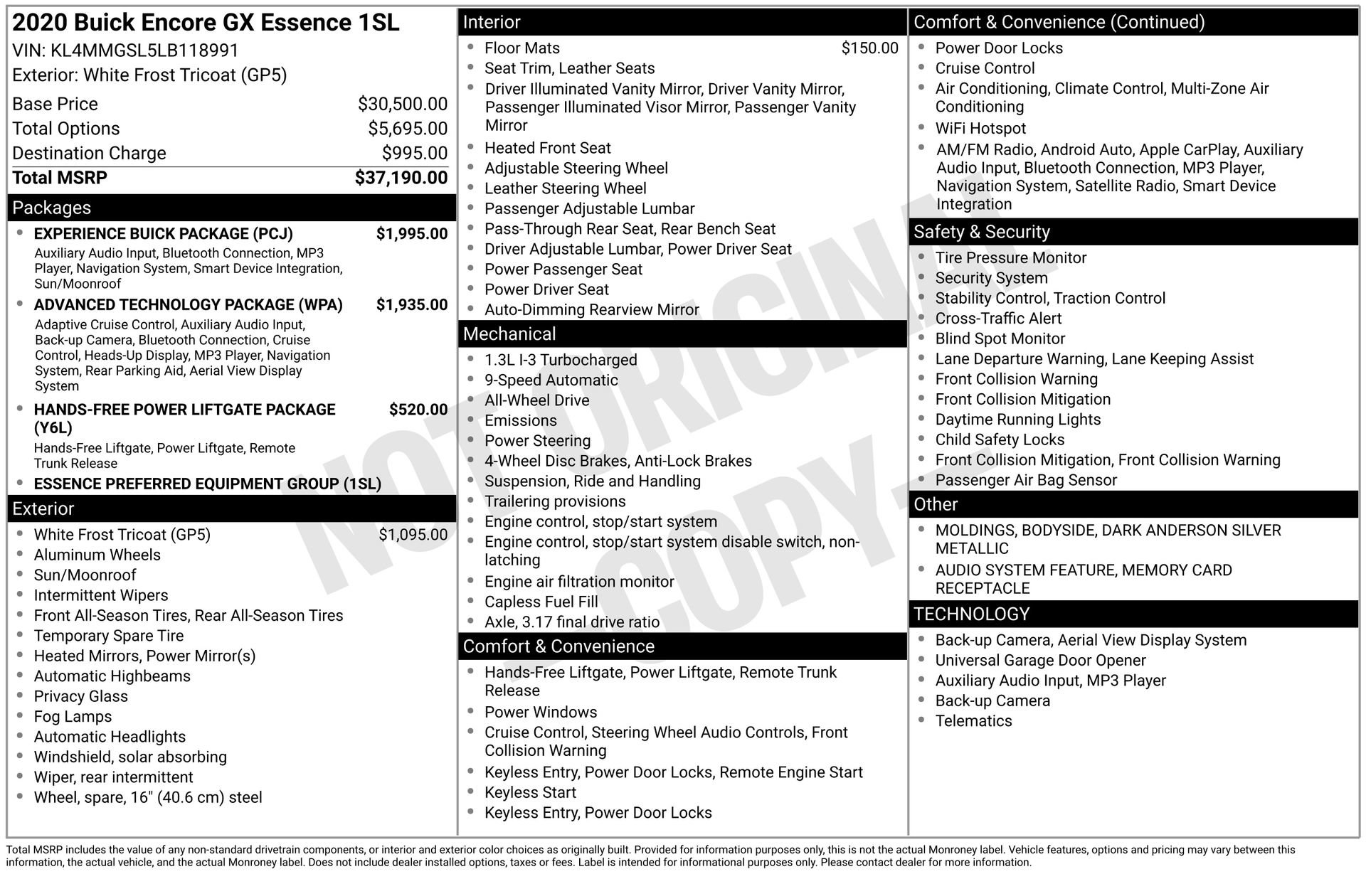 Used 2020 Buick Encore GX Essence w/ Experience Buick Package image 47