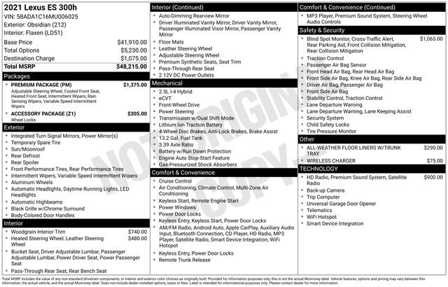 Used 2021 Lexus ES 300h w/ Premium Package image 42