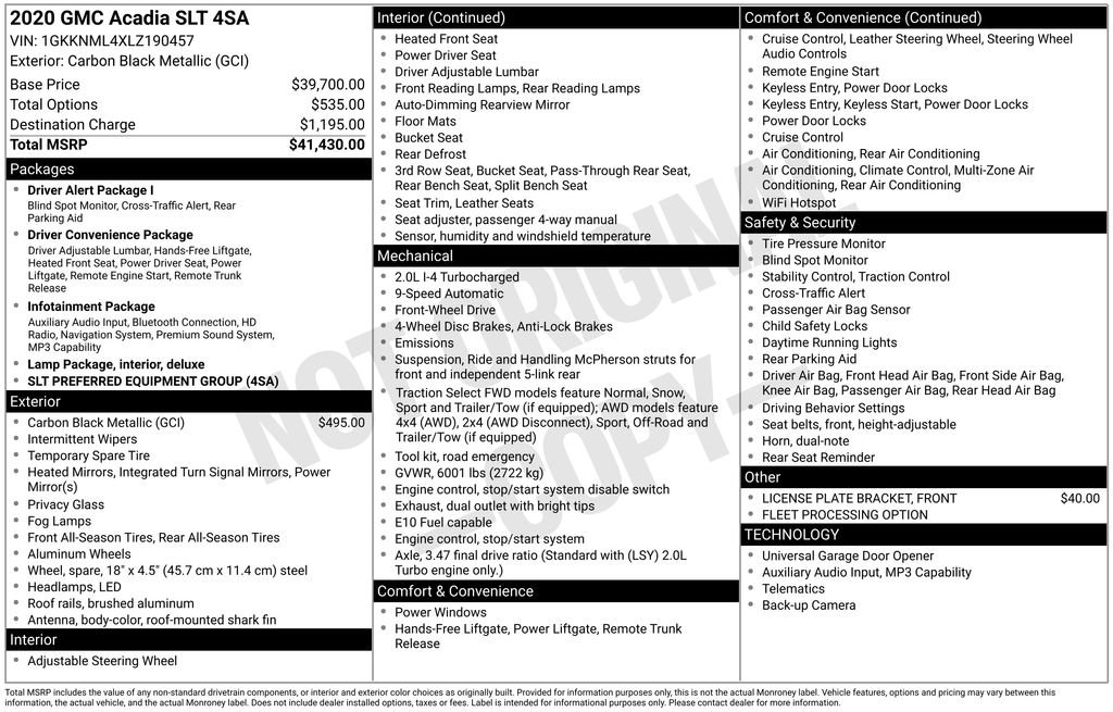 Used 2020 GMC Acadia SLT FWD image 3