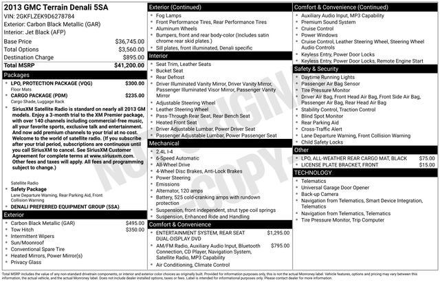 Used 2013 GMC Terrain Denali w/ LPO, Protection Package image 15