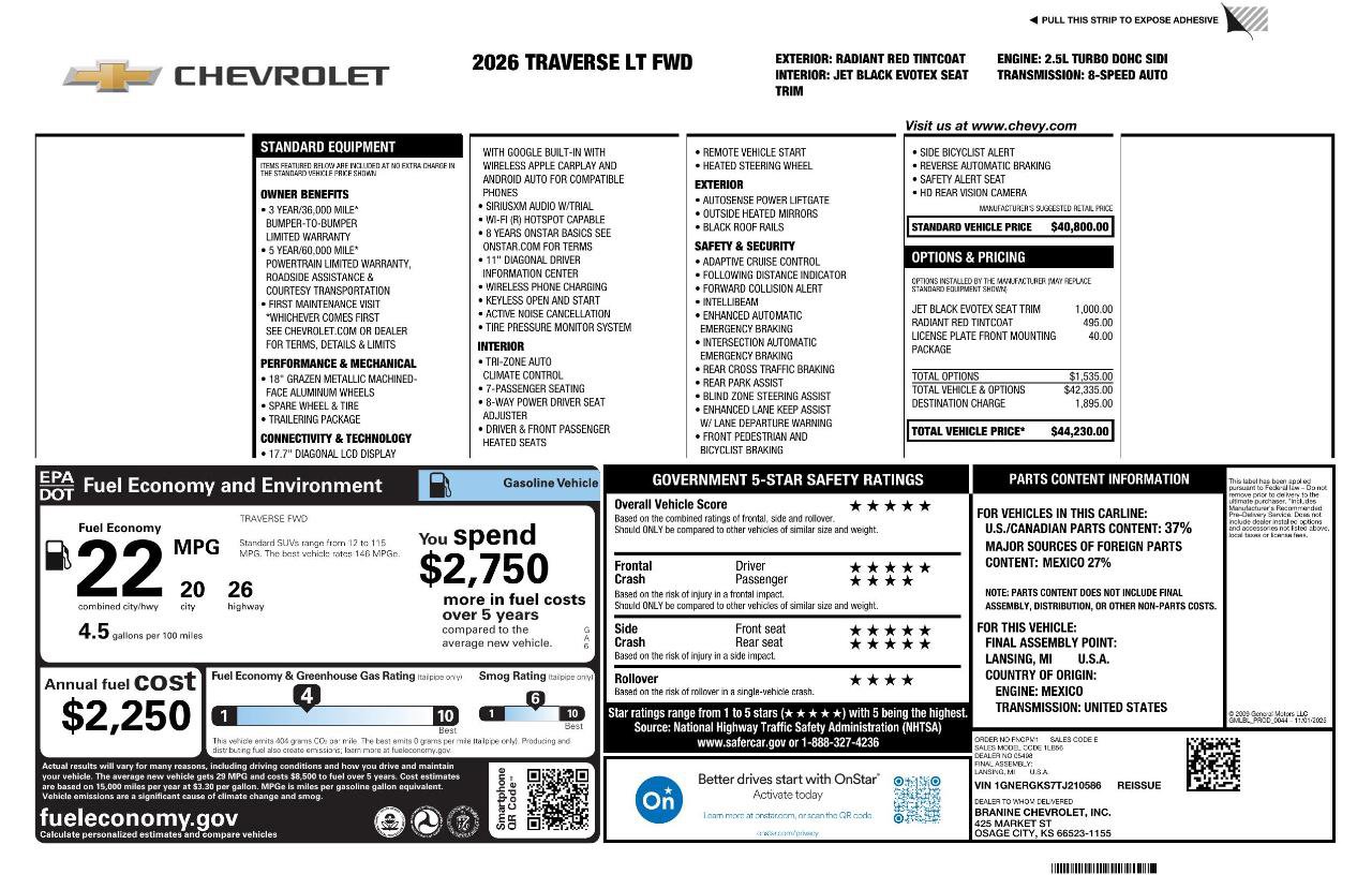 New 2026 Chevrolet Traverse LT FWD image 5