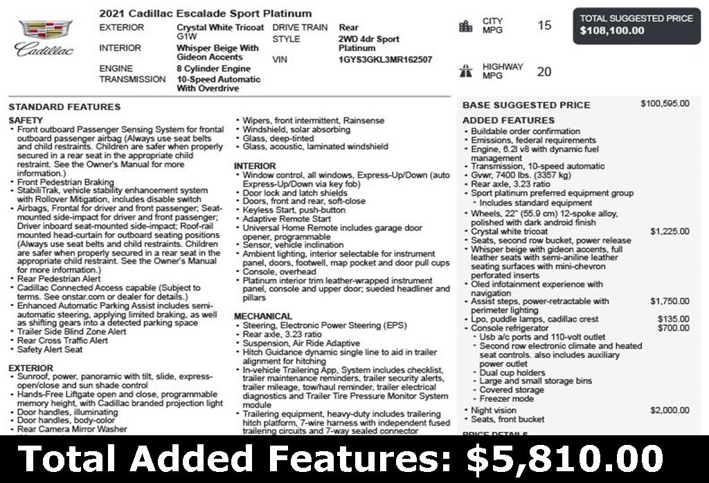 Used 2021 Cadillac Escalade Sport Platinum image 3