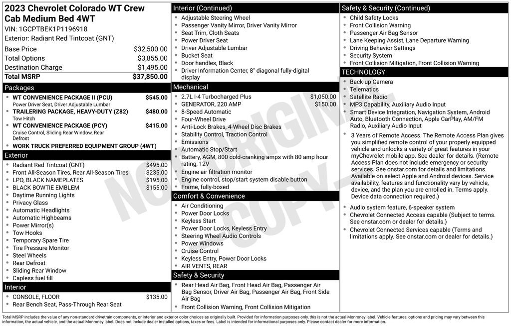 Used 2023 Chevrolet Colorado W/T w/ WT Convenience Package II AWD/4WD image 37