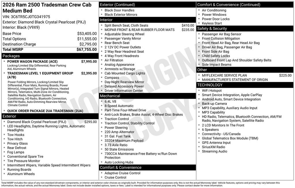 New 2026 RAM 2500 Tradesman w/ Power Wagon Package