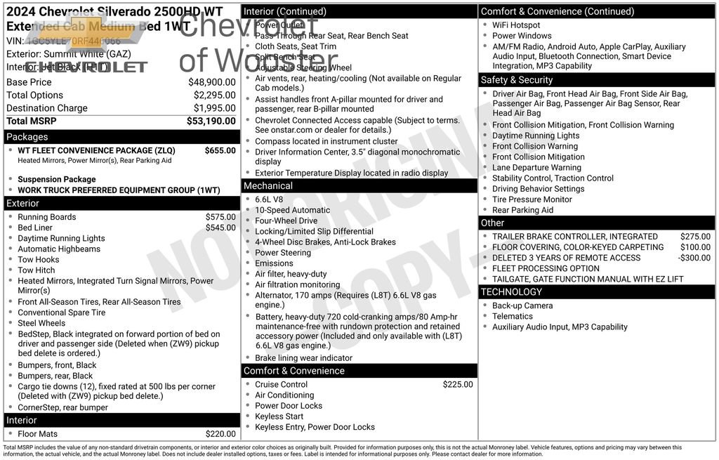Used 2024 Chevrolet Silverado 2500 W/T w/ WT Fleet Convenience Package image 17